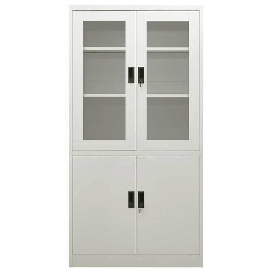 Office Cabinet | Light grey | Steel, tempered glass | 90x40x180 cm Office Cabinet | Light grey | Steel, tempered glass | 90x40x180 cm