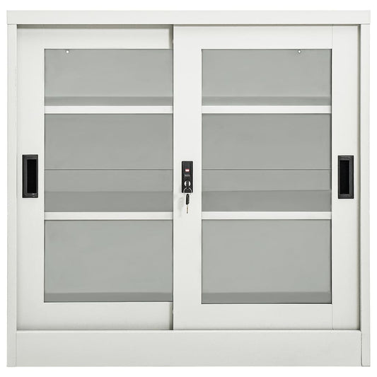 Sliding Door Cabinet | Light grey | Steel, tempered glass | Medium Sliding Door Cabinet | Light grey | Steel, tempered glass | Medium