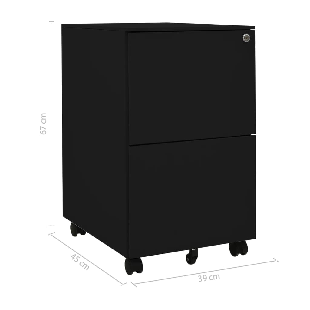 File Cabinet | Black | Steel | 39x45x67 cm | File Cabinet | Rectangular