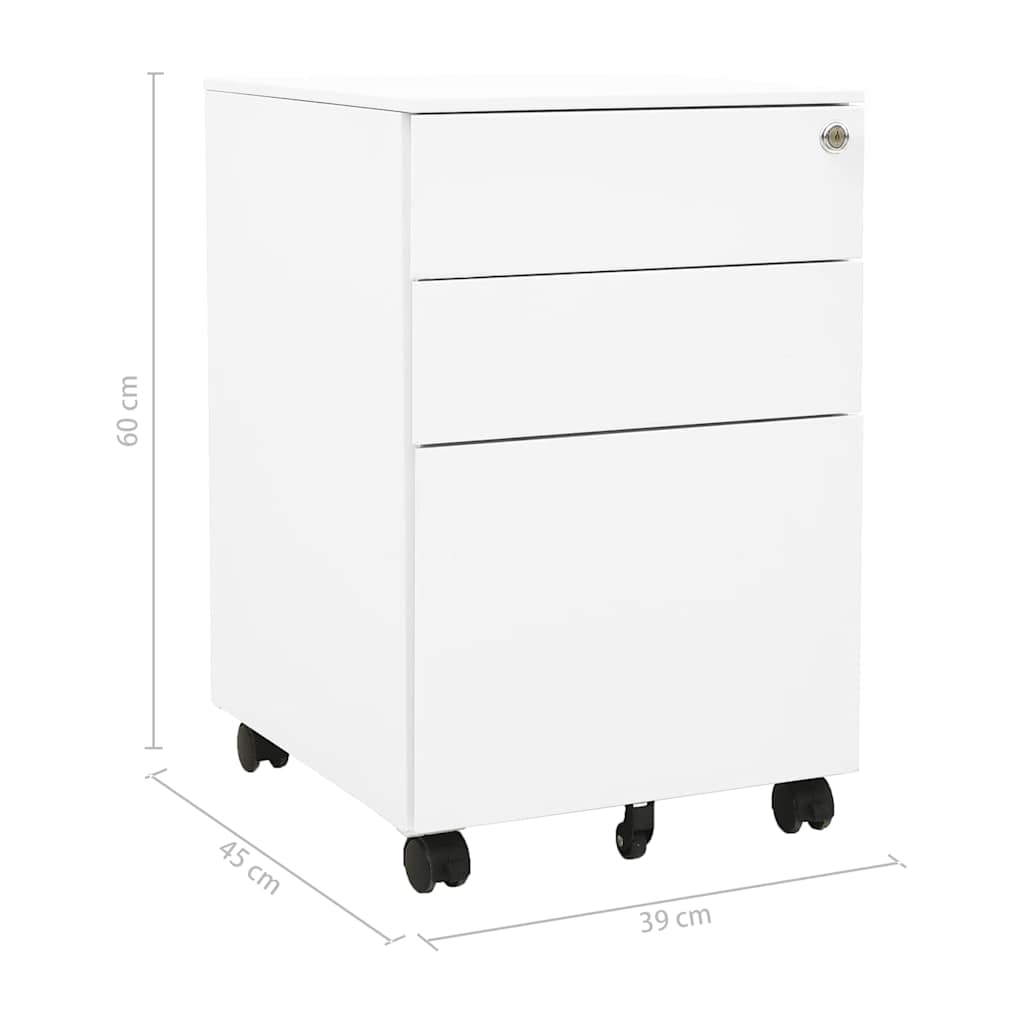 335978 vidaXL Mobile File Cabinet White 39x45x60 cm Steel