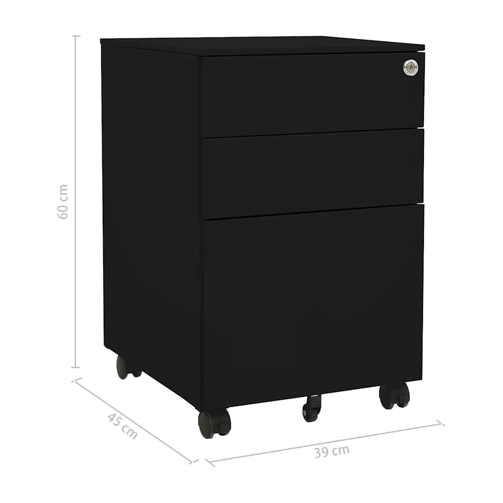 File Cabinet | Black | Steel | Medium | Filing Cabinet | Rectangular
