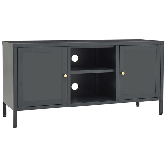 TV Cabinet Anthracite 105x35x52 cm Steel and Glass TV Cabinet Anthracite 105x35x52 cm Steel and Glass