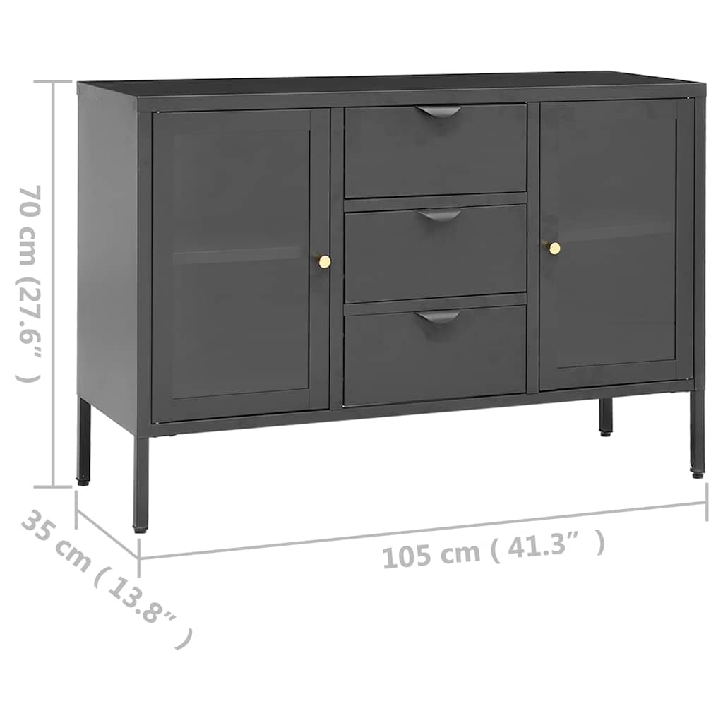 336078 vidaXL Sideboard Anthracite 105x35x70 cm Steel and Tempered Glass