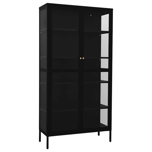 336079 vidaXL Display Cabinet Black 90x40x180 cm Steel and Tempered Glass 336079 vidaXL Display Cabinet Black 90x40x180 cm Steel and Tempered Glass