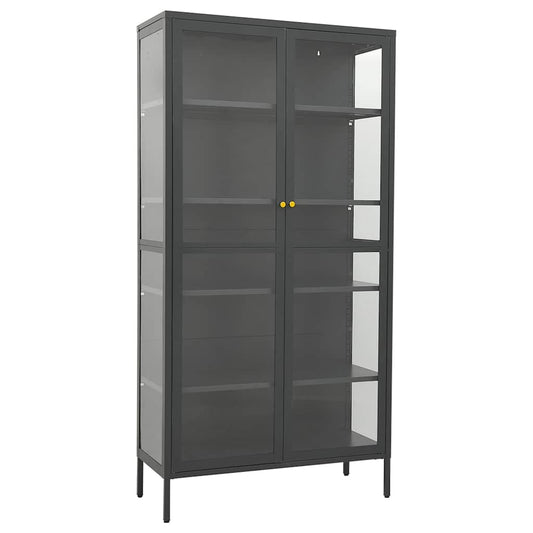 Display Cabinet Anthracite 90x40x180cm Steel and Tempered Glass Display Cabinet Anthracite 90x40x180cm Steel and Tempered Glass