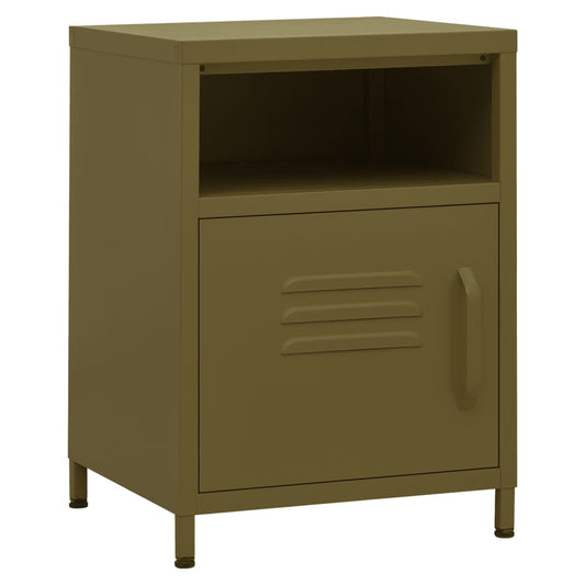 Nightstand Olive Green 35x35x51 cm Steel Nightstand Olive Green 35x35x51 cm Steel