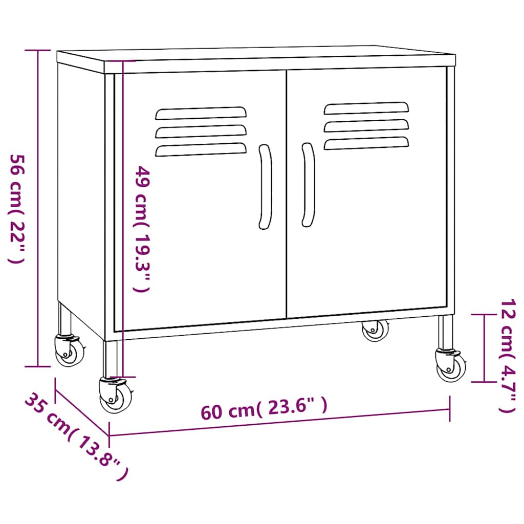 336263 vidaXL Storage Cabinet Mustard Yellow 60x35x56 cm Steel