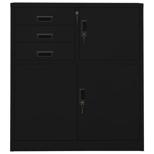Office Cabinet Black 90x40x102 cm Steel Office Cabinet Black 90x40x102 cm Steel