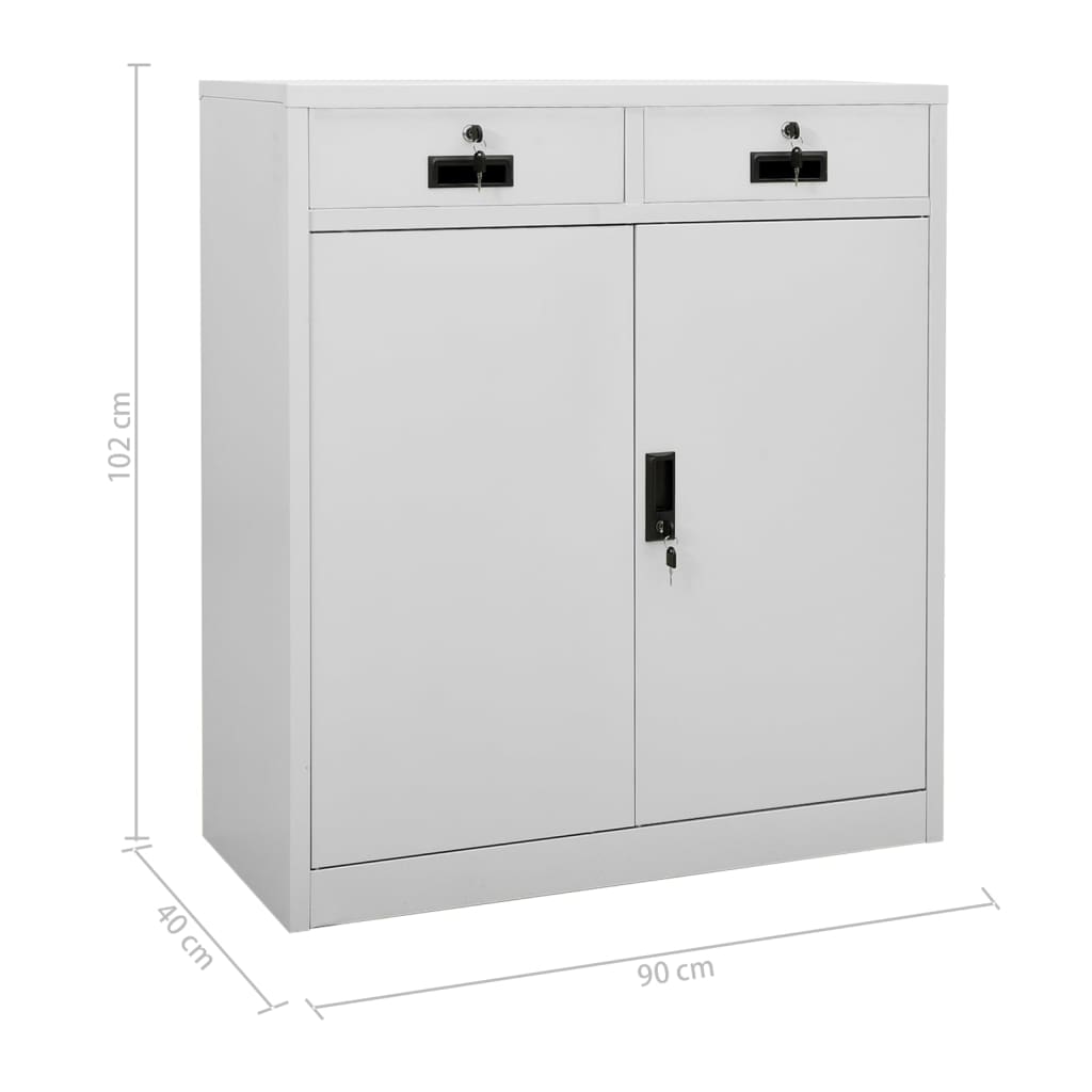 Office Cabinet | Light Grey | Steel | Large | Height-Adjustable Shelves