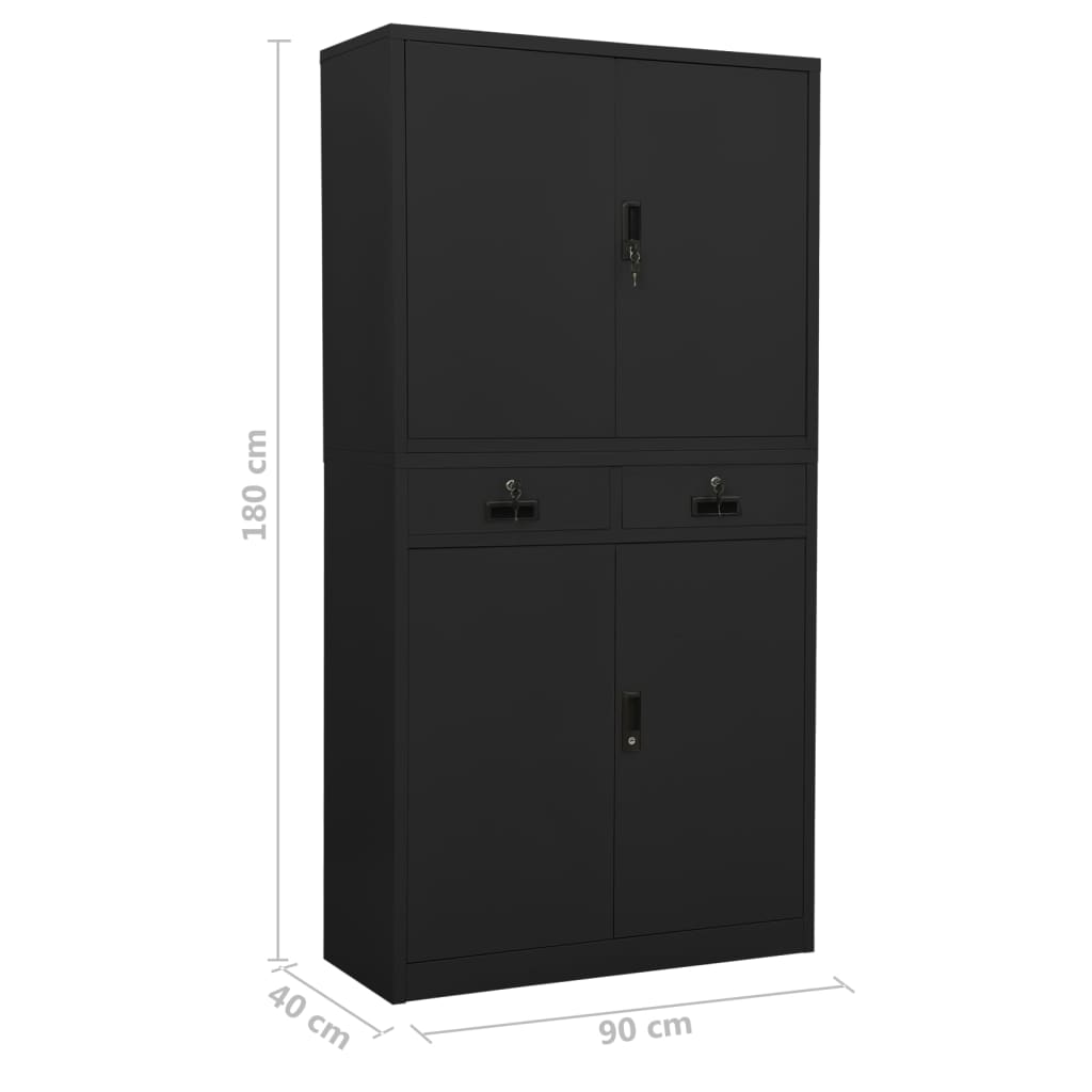 336420 vidaXL Office Cabinet Anthracite 90x40x180 cm Steel