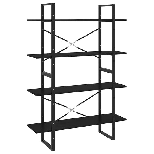4-Tier Book Cabinet Black 100x30x140 cm Solid Pine Wood 4-Tier Book Cabinet Black 100x30x140 cm Solid Pine Wood