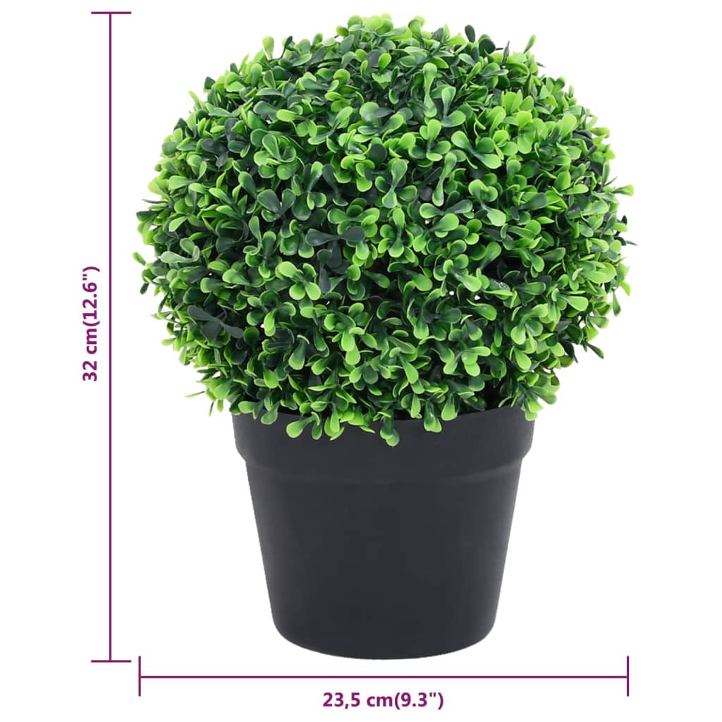 Artificial Boxwood Plants 2 pcs with Pots, Ball Shaped Green 32 cm - Perfect for adding greenery to your home without the upkeep.