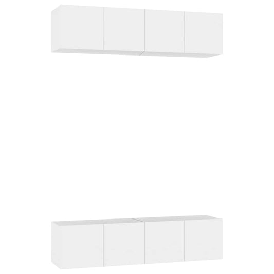 4 Piece TV Cabinet Set White 60x30x30 cm Engineered Wood 4 Piece TV Cabinet Set White 60x30x30 cm Engineered Wood