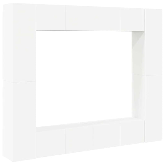 8 Piece TV Cabinet Set White Engineered Wood 8 Piece TV Cabinet Set White Engineered Wood