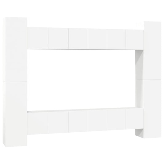10 Piece TV Cabinet Set White Engineered Wood 10 Piece TV Cabinet Set White Engineered Wood
