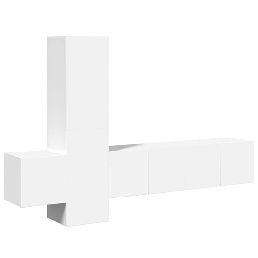 5 Piece TV Cabinet Set White Engineered Wood 5 Piece TV Cabinet Set White Engineered Wood