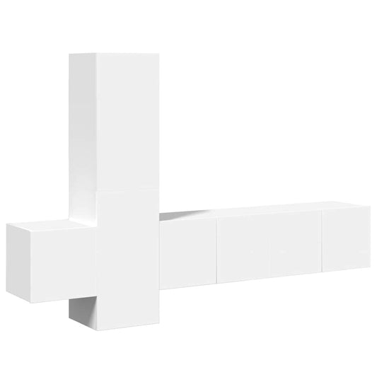 5 Piece TV Cabinet Set White Engineered Wood 5 Piece TV Cabinet Set White Engineered Wood