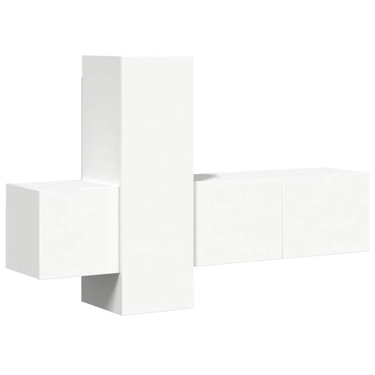 3 Piece TV Cabinet Set White Engineered Wood 3 Piece TV Cabinet Set White Engineered Wood