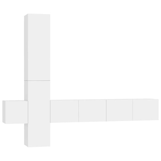 5 Piece TV Cabinet Set White Engineered Wood 5 Piece TV Cabinet Set White Engineered Wood