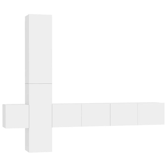 5 Piece TV Cabinet Set White Engineered Wood 5 Piece TV Cabinet Set White Engineered Wood