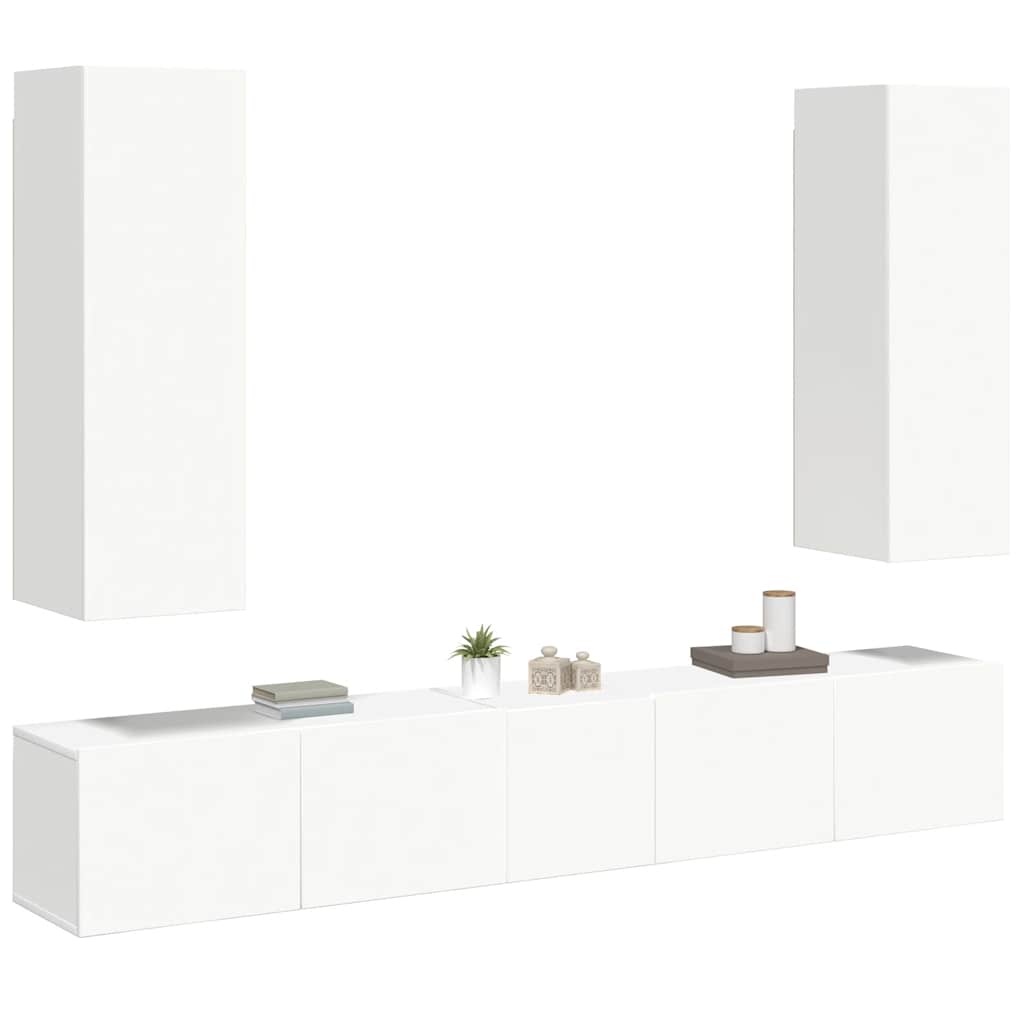3078655 vidaXL 5 Piece TV Cabinet Set White Engineered Wood (801472x2+803345+804481)