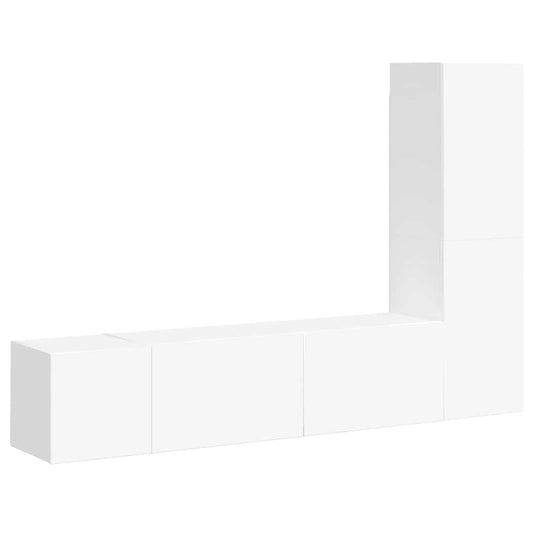 3 Piece TV Cabinet Set White Engineered Wood 3 Piece TV Cabinet Set White Engineered Wood