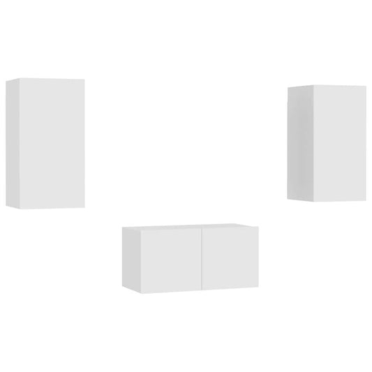 TV Cabinet | Set of 3 | White | Engineered wood | Medium TV Cabinet | Set of 3 | White | Engineered wood | Medium
