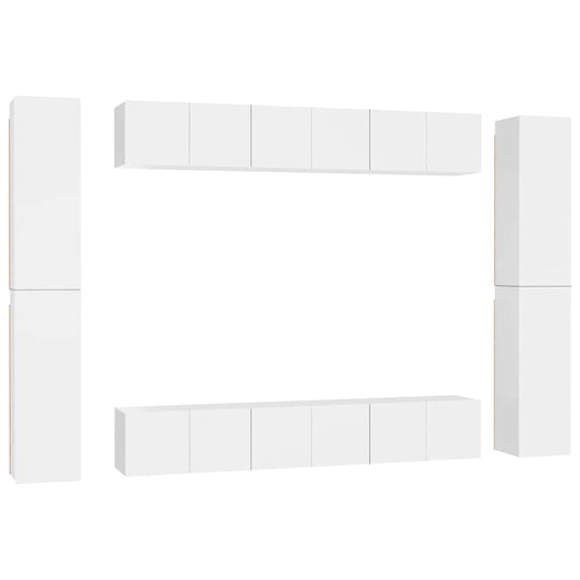 10 Piece TV Cabinet Set White Engineered Wood 10 Piece TV Cabinet Set White Engineered Wood