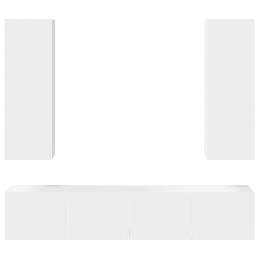 3078666 vidaXL 4 Piece TV Cabinet Set White Engineered Wood (801472x2+803345)