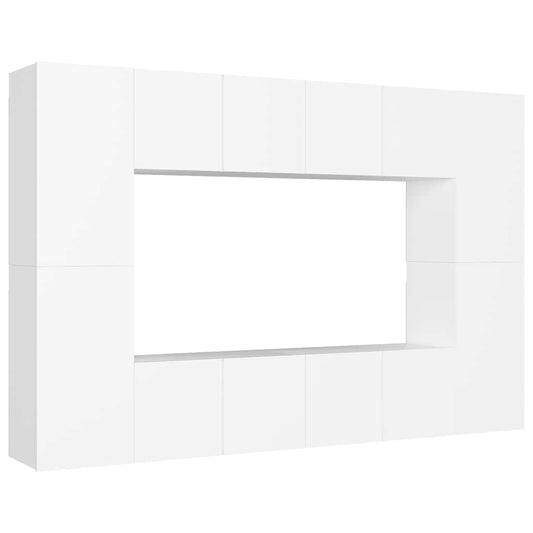 8 Piece TV Cabinet Set White Engineered Wood 8 Piece TV Cabinet Set White Engineered Wood