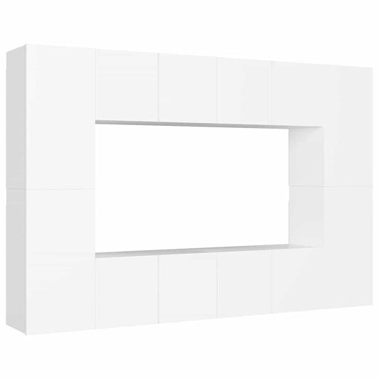 8 Piece TV Cabinet Set White Engineered Wood 8 Piece TV Cabinet Set White Engineered Wood
