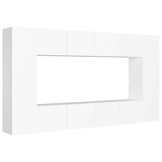 8 Piece TV Cabinet Set White Engineered Wood 8 Piece TV Cabinet Set White Engineered Wood