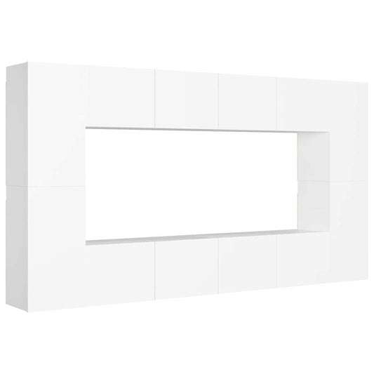 8 Piece TV Cabinet Set White Engineered Wood 8 Piece TV Cabinet Set White Engineered Wood