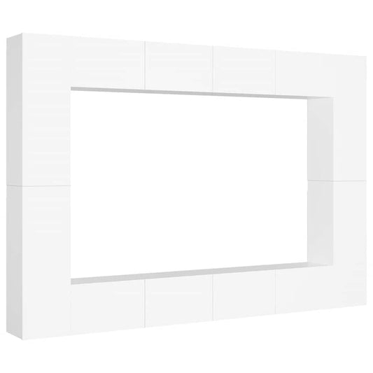 8 Piece TV Cabinet Set White Engineered Wood 8 Piece TV Cabinet Set White Engineered Wood