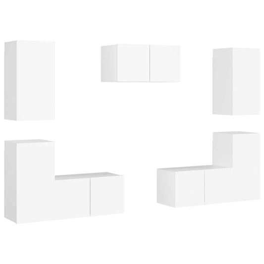 7 Piece TV Cabinet Set White Engineered Wood 7 Piece TV Cabinet Set White Engineered Wood