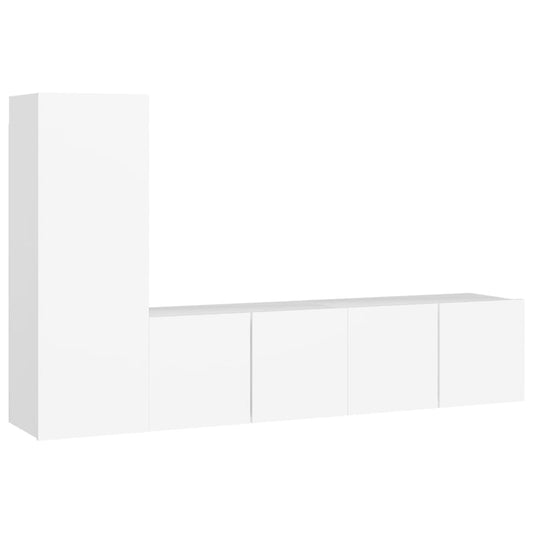 3 Piece TV Cabinet Set White Engineered Wood 3 Piece TV Cabinet Set White Engineered Wood