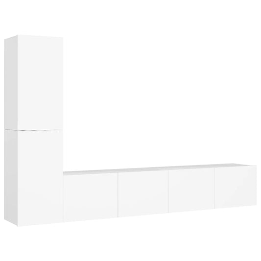 4 Piece TV Cabinet Set White Engineered Wood 4 Piece TV Cabinet Set White Engineered Wood