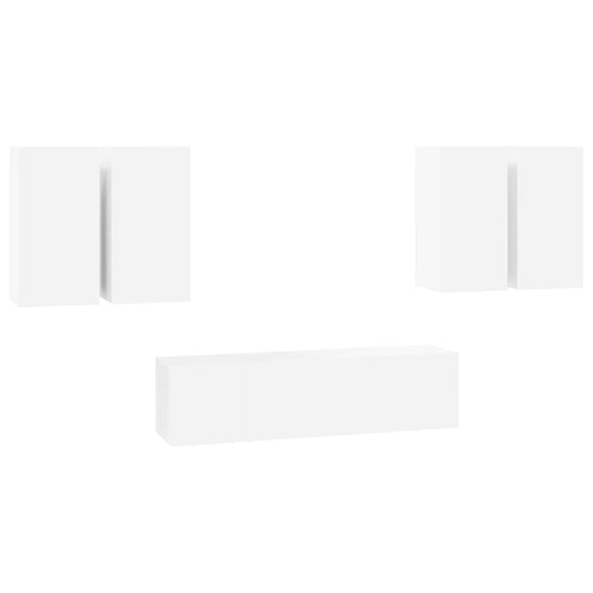 6 Piece TV Cabinet Set White Engineered Wood 6 Piece TV Cabinet Set White Engineered Wood