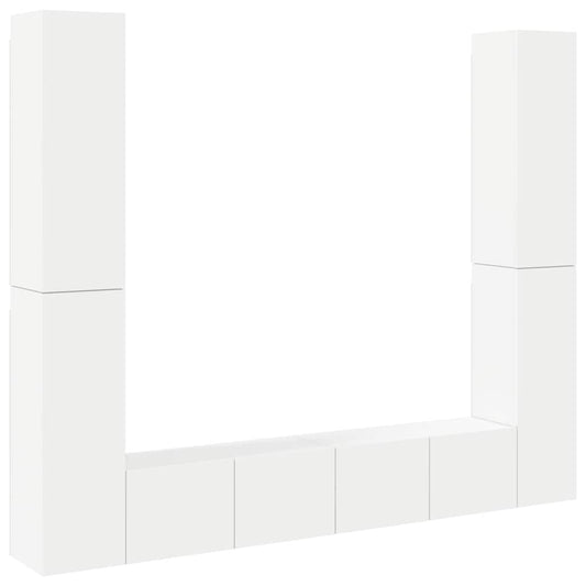 TV Cabinet Set | Set of 6 | White | Engineered wood | 6 piece set TV Cabinet Set | Set of 6 | White | Engineered wood | 6 piece set