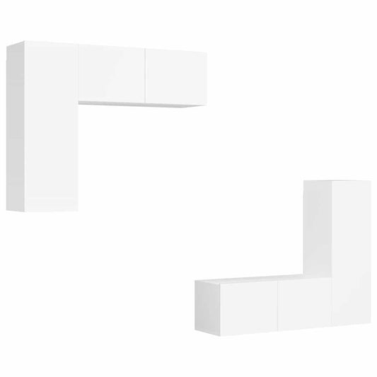 4 Piece TV Cabinet Set White Engineered Wood 4 Piece TV Cabinet Set White Engineered Wood