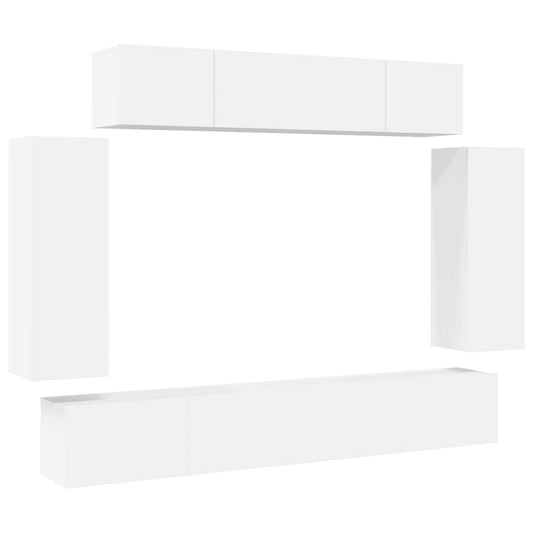 6 Piece TV Cabinet Set White Engineered Wood 6 Piece TV Cabinet Set White Engineered Wood