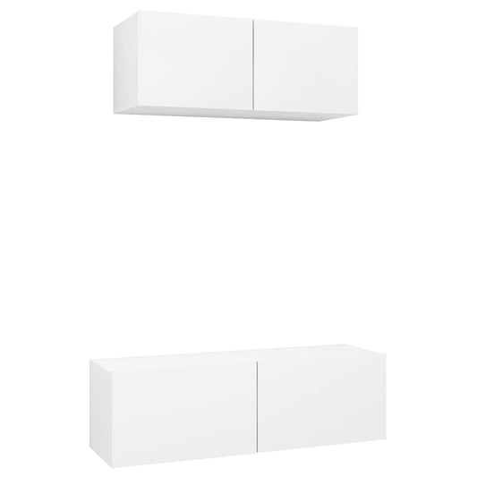 2 Piece TV Cabinet Set White Engineered Wood 2 Piece TV Cabinet Set White Engineered Wood