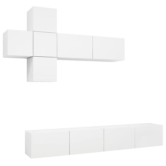 7 Piece TV Cabinet Set White Engineered Wood 7 Piece TV Cabinet Set White Engineered Wood