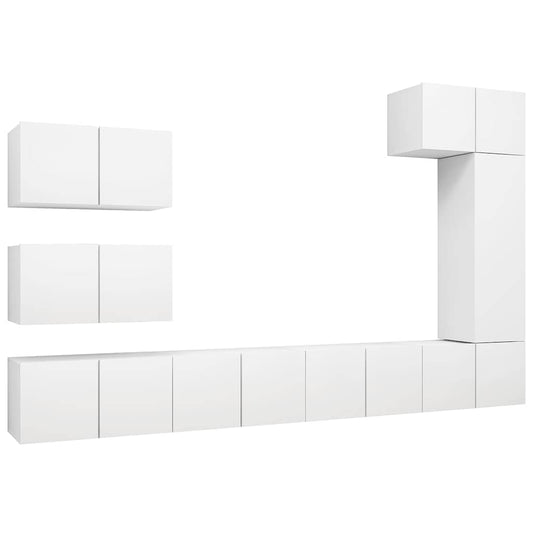 8 Piece TV Cabinet Set White Engineered Wood 8 Piece TV Cabinet Set White Engineered Wood
