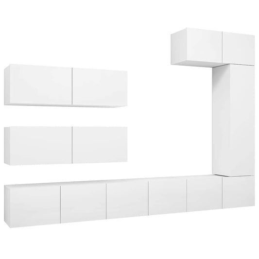 7 Piece TV Cabinet Set White Engineered Wood 7 Piece TV Cabinet Set White Engineered Wood