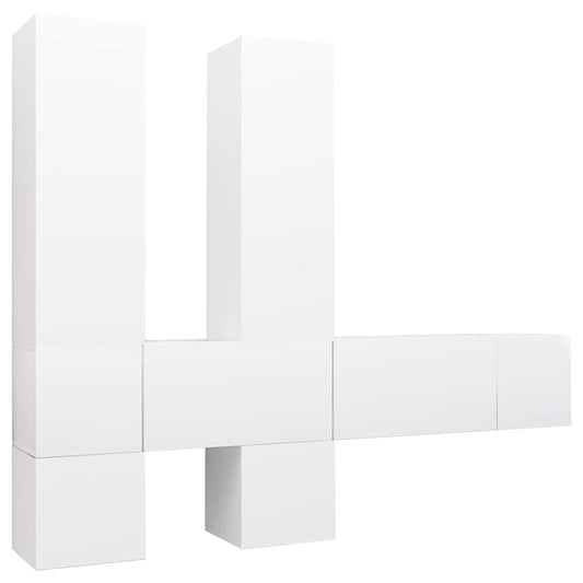 7 Piece TV Cabinet Set White Engineered Wood 7 Piece TV Cabinet Set White Engineered Wood