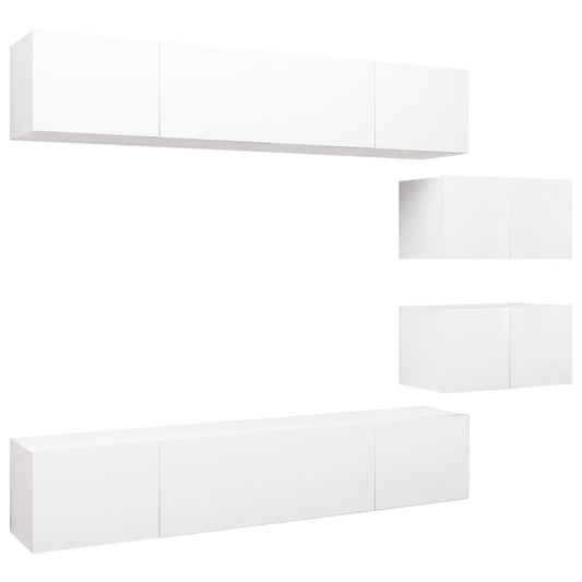 6 Piece TV Cabinet Set White Engineered Wood 6 Piece TV Cabinet Set White Engineered Wood