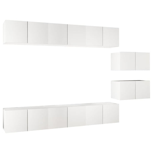 TV Cabinets 8 pcs White Engineered Wood TV Cabinets 8 pcs White Engineered Wood