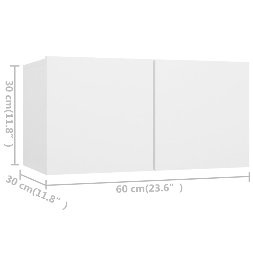 8 Piece Wall-mounted TV Cabinet Set White Engineered Wood