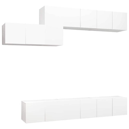 7 Piece TV Cabinet Set White Engineered Wood 7 Piece TV Cabinet Set White Engineered Wood